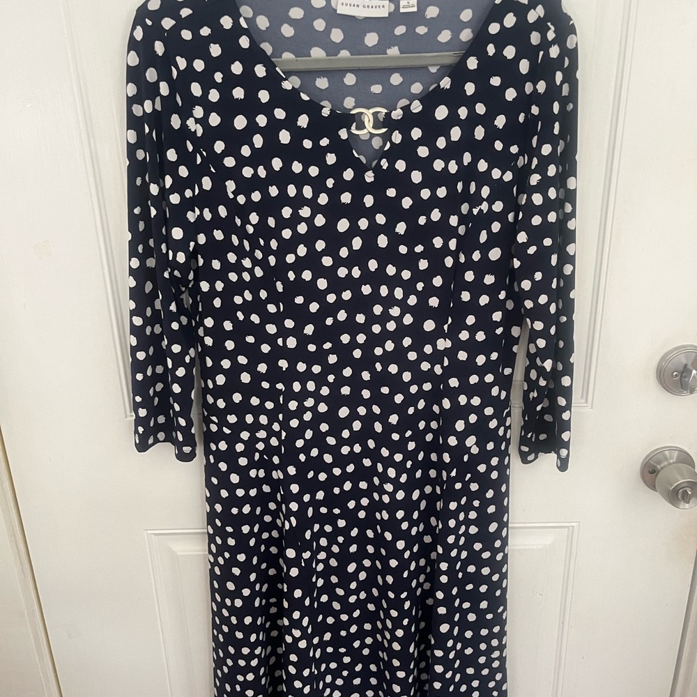Chic Blue and White Polka Dot Dress